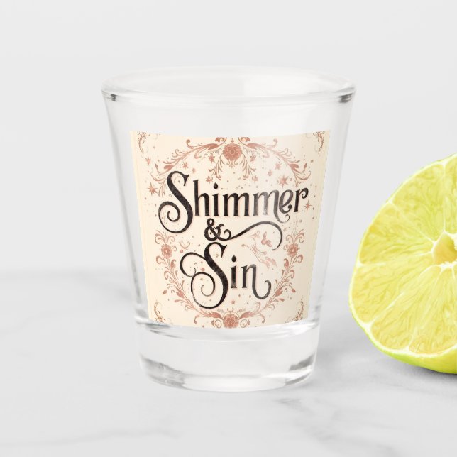 Shimmer & Sin Gothic Shotglas | Dunkler Glamour Schnapsglas (Vorderseite)
