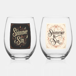 Shimmer & Sin Gothic-Weinglas-Set | Dunkler Glamou Weinglas Ohne Stiel