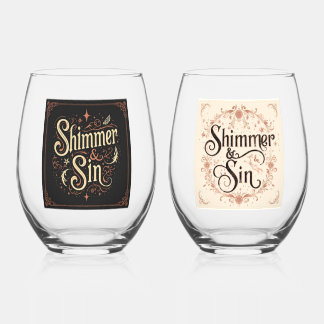 Shimmer & Sin Gothic-Weinglas-Set | Dunkler Glamou Weinglas Ohne Stiel