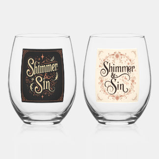 Shimmer & Sin Gothic Wine Glass Set | Dark Glam Weinglas Ohne Stiel