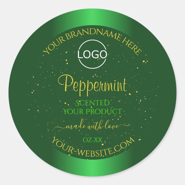 Shimmergrünes Logo für das Label Soft Glitzer-Logo Runder Aufkleber (Vorderseite)