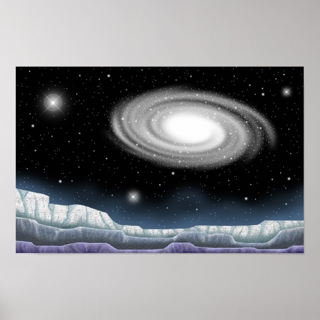 Shimmering galaxy as seen from a planet. poster (Vorne)