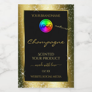 Shimmering Gold Glitzer Frame Produktetikett und L Lebensmitteletikett