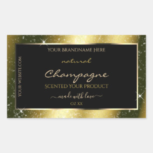 Shimmering Gold Sparkle Glitzer Frame Produktetike Rechteckiger Aufkleber