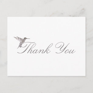 Shimmering Hummingbird Vielen Dank White Postcard Postkarte