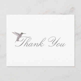 Shimmering Hummingbird Vielen Dank White Postcard Postkarte