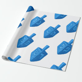 Shimmering Jay Blue Glitzer Dreidel Hanukkah Geschenkpapier