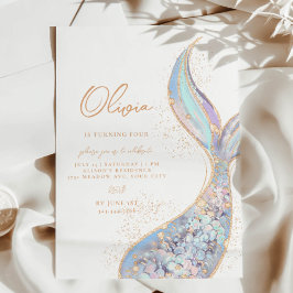 Shimmering Mermaid Schwanz Geburtstagsfeier Einladung
