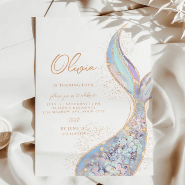 Shimmering Mermaid Schwanz Geburtstagsfeier Einladung (Von Creator hochgeladen)
