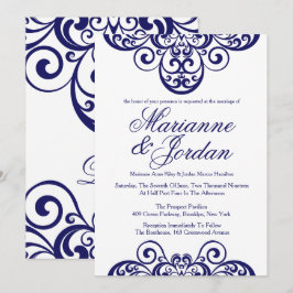 Shimmering Sapphire Verzierte Hochzeitseinladungen Einladung