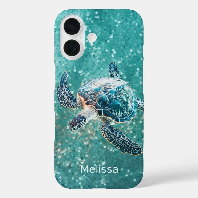Shimmering Turquoise Sea Turtle | Coastal Case-Mate iPhone Hülle (Rückseite)