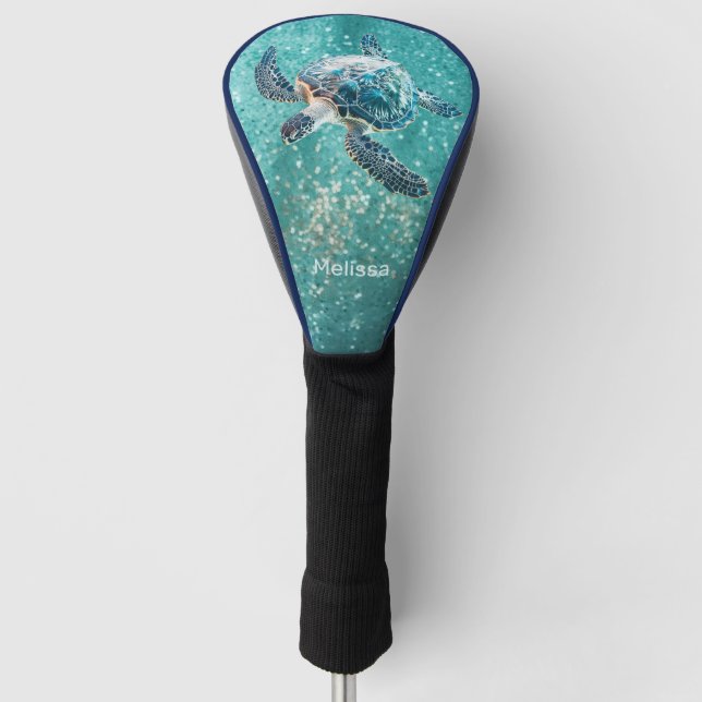 Shimmering Turquoise Sea Turtle | Coastal Golf Headcover (Vorderseite)