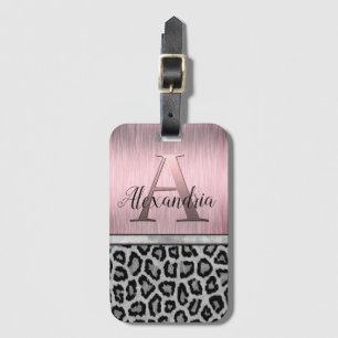 Shimmerpink Blush Monogram Leopard Gepäckanhänger