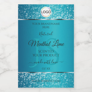 Shimmery Aquamarine Logoinitials Glitzer Produktma Lebensmitteletikett