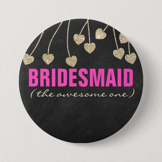 Shimmery Chic Bridesmaid Button Button (Vorderseite)
