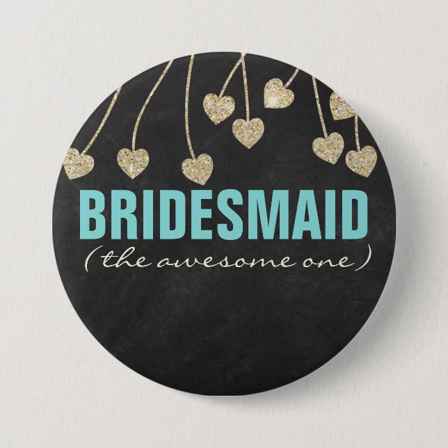 Shimmery Chic Bridesmaid Button Button (blau) (Vorderseite)