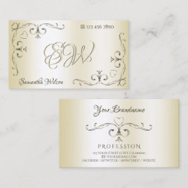 Shimmery Cream Verziert Corners Initials Ornamenta Visitenkarte