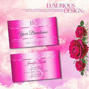 Shimmery Girly Pink Funkelnd Glitzer Stars Initial Visitenkarte