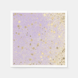 Shimmery Glittery Gold Stars auf dem Lavendel Serviette