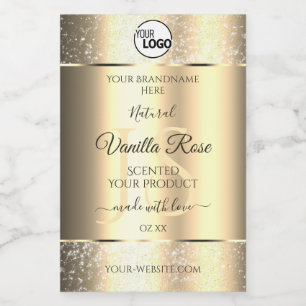 Shimmery Gold Glitzer Initials Product Labels Logo Lebensmitteletikett