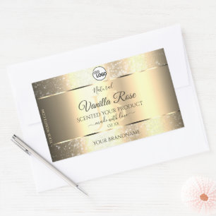 Shimmery Gold Glitzer Initials Product Labels Logo Rechteckiger Aufkleber