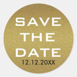 Shimmery Gold Glitzer Save the Date Runder Aufkleber