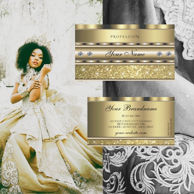 Shimmery Gold Sparkling Glitzer Diamonds Luxuriös Visitenkarte (Von Creator hochgeladen)