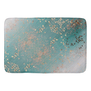 Shimmery Gold Stars auf Aquamarin Badematte