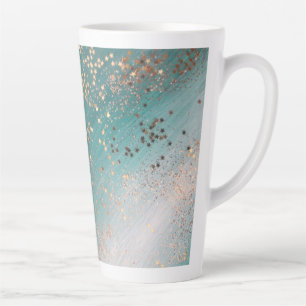 Shimmery Gold Stars auf Aquamarin Milchtasse