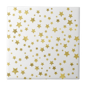Shimmery Goldstars Golden Star Pattern Fliese