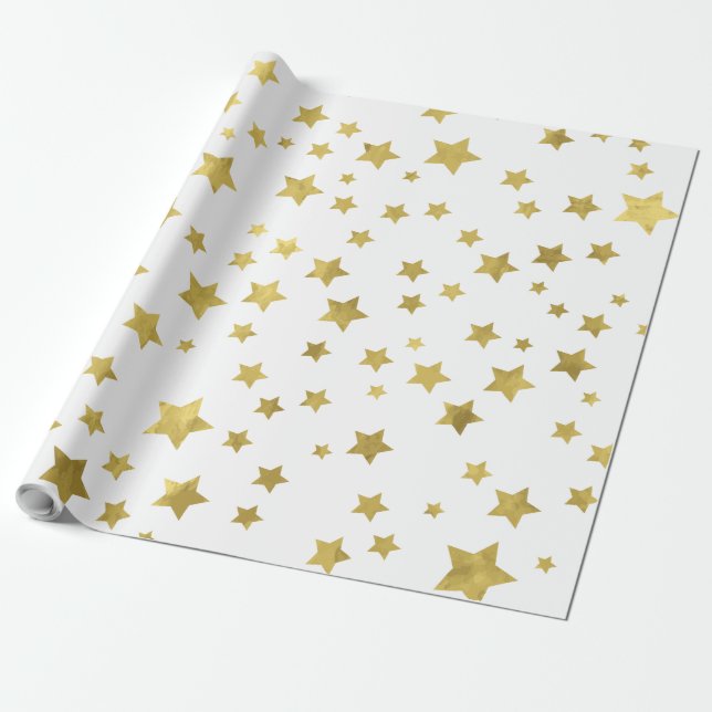 Shimmery Goldstars Golden Star Pattern Geschenkpapier (Ungerollt)