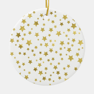 Shimmery Goldstars Golden Star Pattern Keramikornament