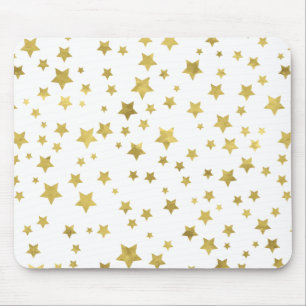 Shimmery Goldstars Golden Star Pattern Mousepad