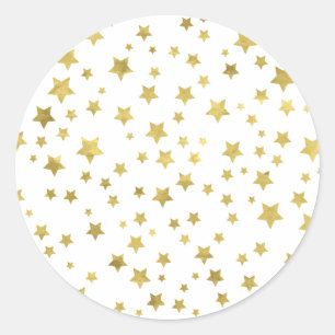 Shimmery Goldstars Golden Star Pattern Runder Aufkleber