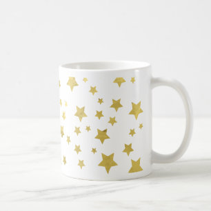Shimmery Goldstars Golden Star Pattern Tasse