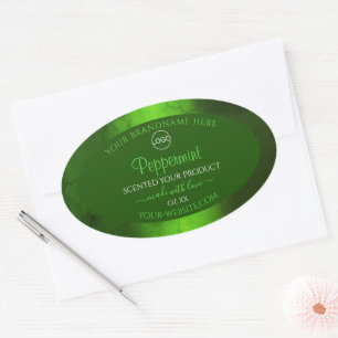 Shimmery Green Marble Modern Product Labels Logo Ovaler Aufkleber