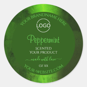Shimmery Green Marble Modern Product Labels Logo Runder Aufkleber