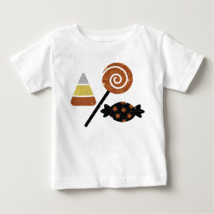 Shimmery Halloween Candy White Toddler Ruffle Baby T-shirt