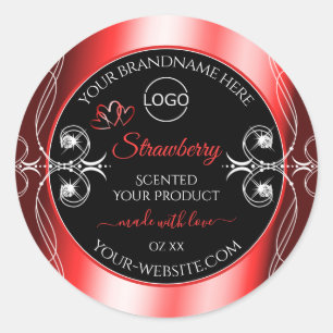 Shimmery Jewels Ruby Red Black Product Labels Logo Runder Aufkleber