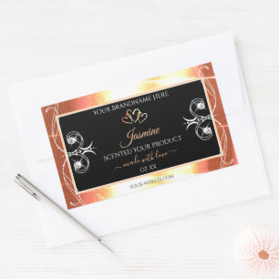 Shimmery Lachs Cream Product Labels Jewels Black Rechteckiger Aufkleber