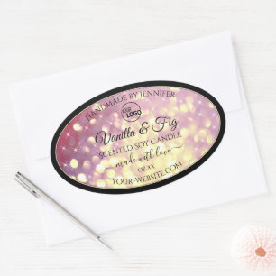 Shimmery Lila-Gold-Glitzer-Logo-Produktkennzeichnu Ovaler Aufkleber