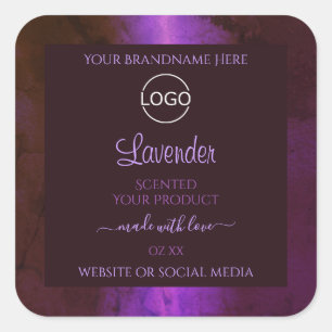 Shimmery Lila Marble Elegante Product Labels Logo Quadratischer Aufkleber