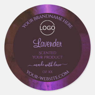Shimmery Lila Marble Elegante Product Labels Logo Runder Aufkleber