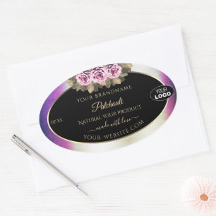 Shimmery-Logo für Lila schwarze Markenbezeichnunge Ovaler Aufkleber