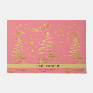 Shimmery mädchenhaften modernen Goldbaum Weihnacht Fußmatte