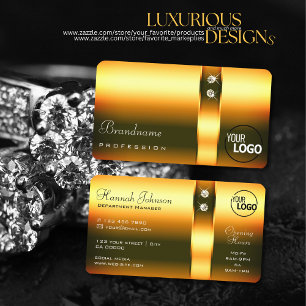 Shimmery Orange Gradient Verzierte Diamanten und L Visitenkarte