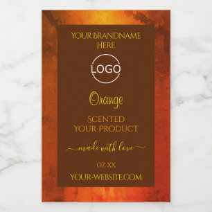Shimmery Orange Marble Elegante Product Labels Log Lebensmitteletikett