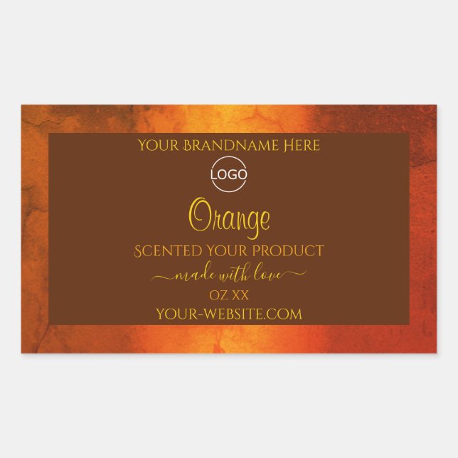 Shimmery Orange Marble Elegante Product Labels Log Rechteckiger Aufkleber (Vorderseite)