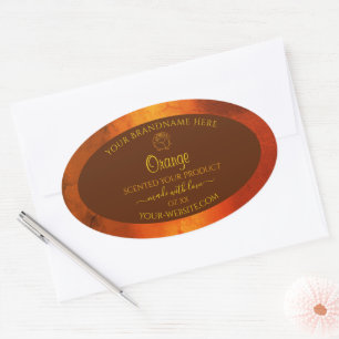 Shimmery Orange-Marmorprodukte Rose Blume Ovaler Aufkleber