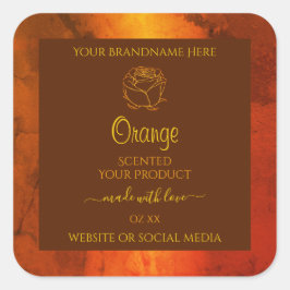 Shimmery Orange-Marmorprodukte Rose Blume Quadratischer Aufkleber